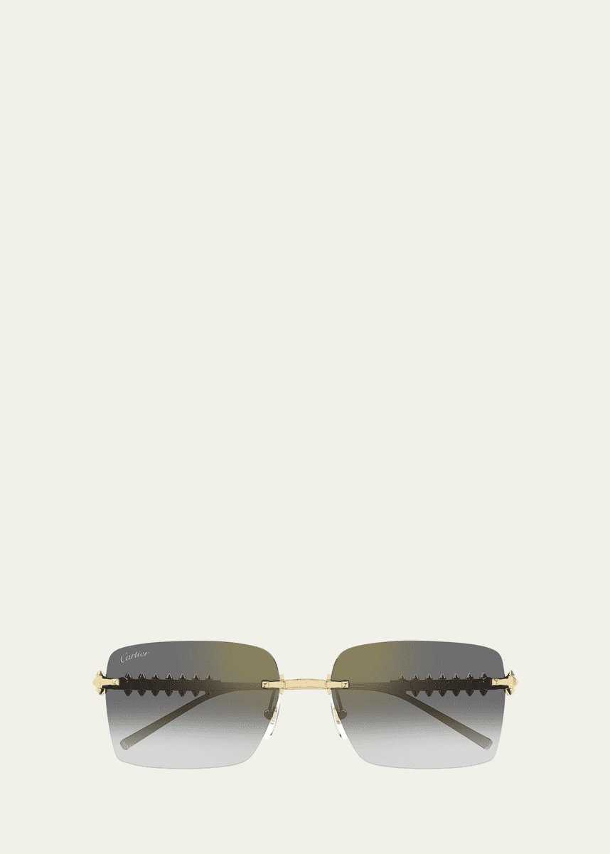 Cartier Rimless Metal Rectangle Sunglasses