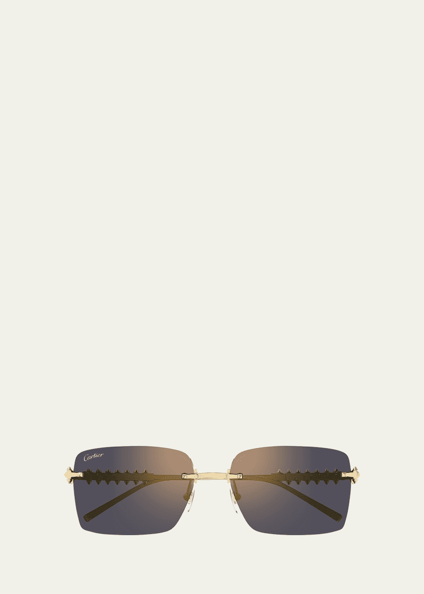 Cartier Rimless Metal Rectangle Sunglasses