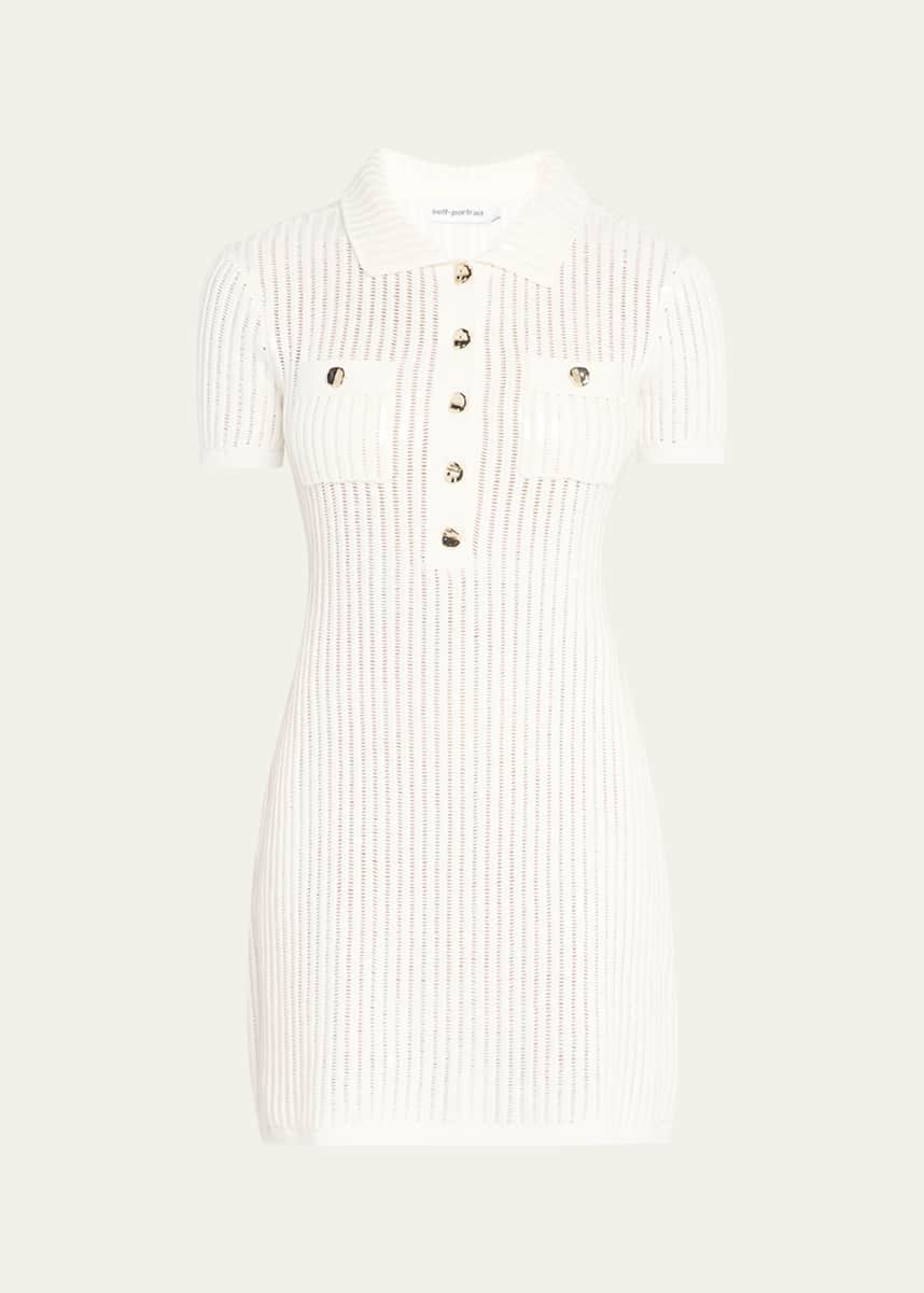 Self-Portrait Sequined Crochet Mini Dress