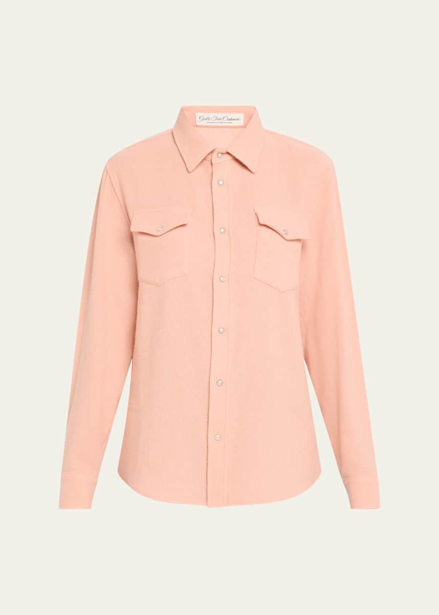 God's True Cashmere Peach Blush Cashmere Button-Down Shirt