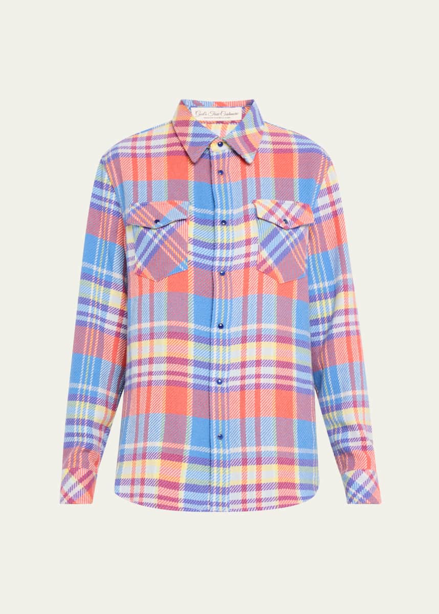 God's True Cashmere Creator Tartan Cashmere Button-Down Shirt