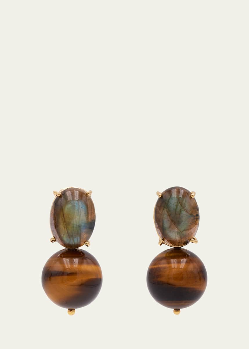 Grazia And Marica Vozza Boule Tigers Eye and Labradorite Earrings