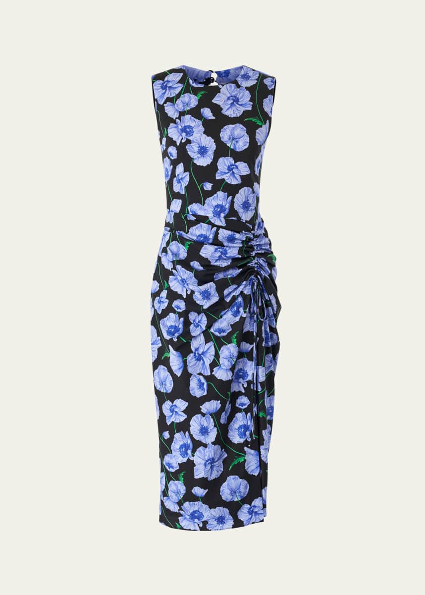 Carolina Herrera Floral Drawstring Midi Dress