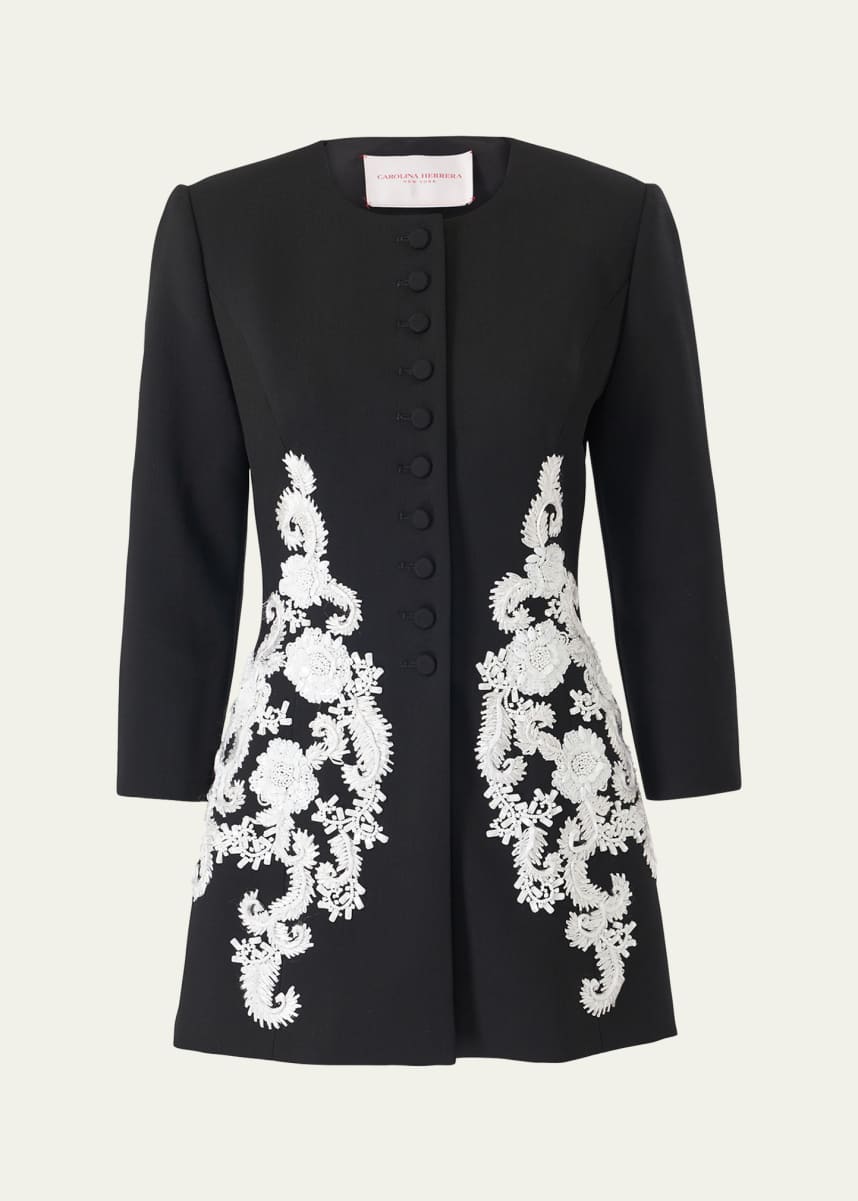 Carolina Herrera Floral Embroidered Wool Jacket