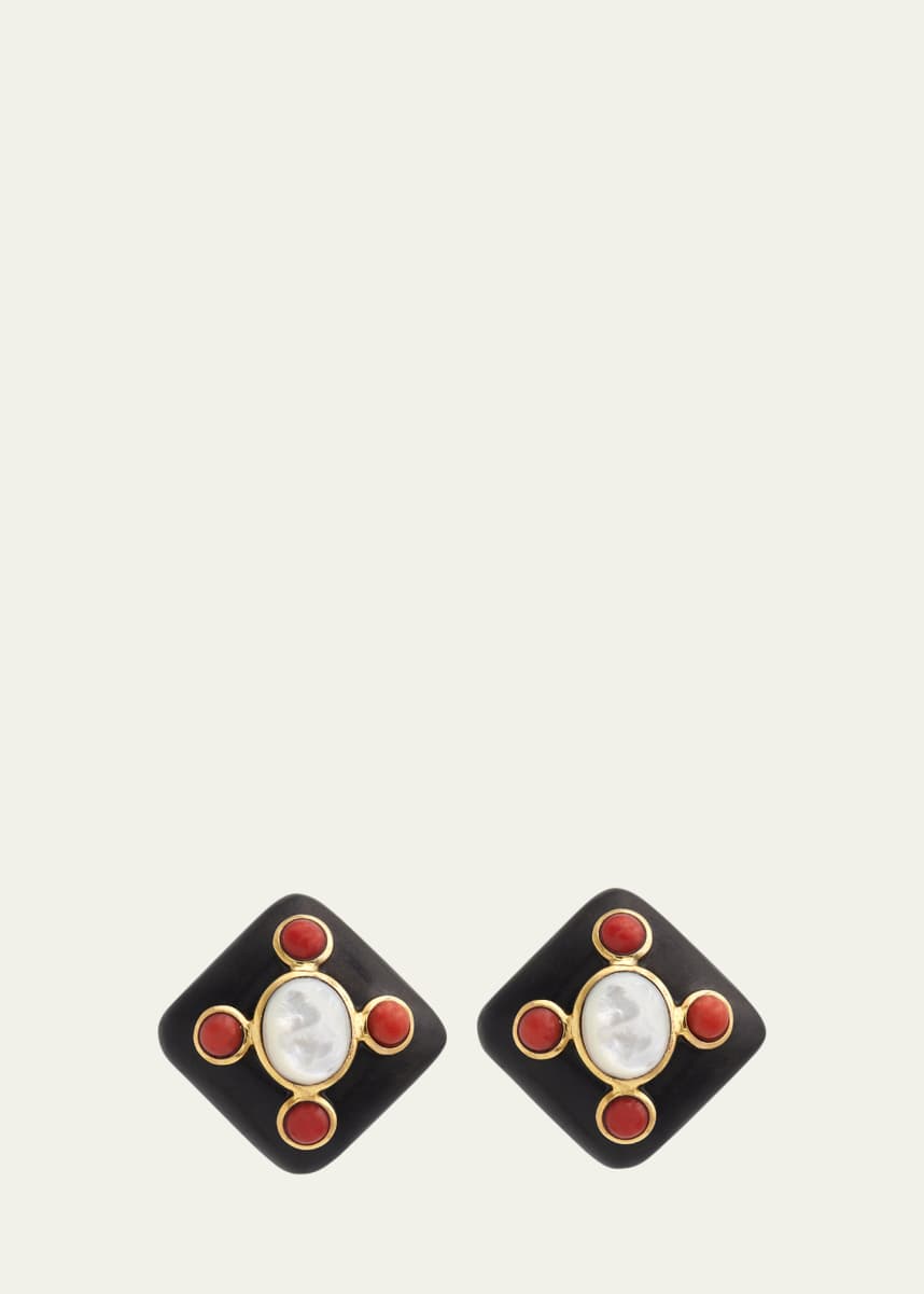 Grazia And Marica Vozza Rhombus Resin and MOP Earrings