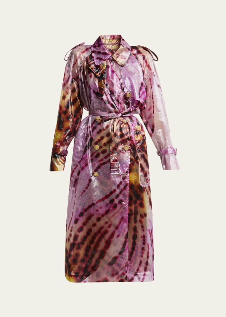 Dries Van Noten Risto Tie-Dye Sheer Trench Coat