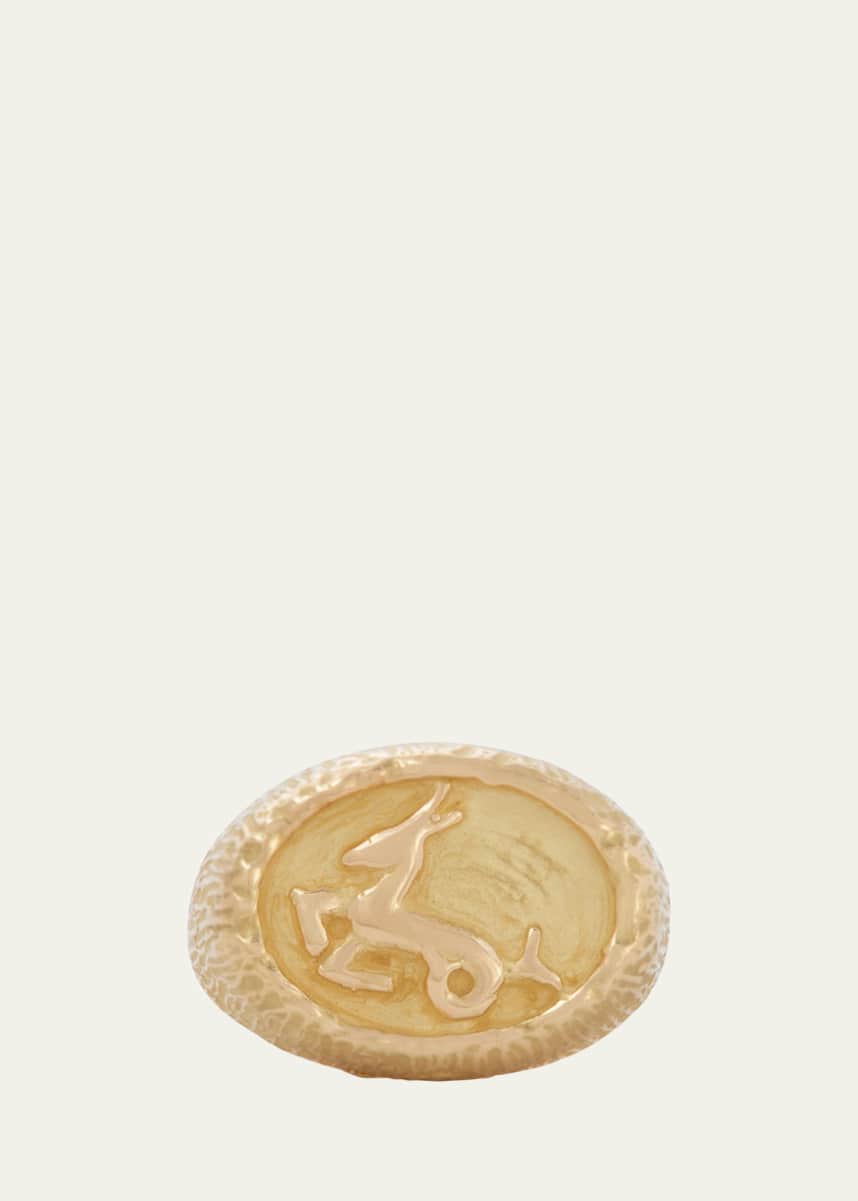 Sidney Garber 18K Yellow Gold Capricorn Zodiac Ring, Size 4