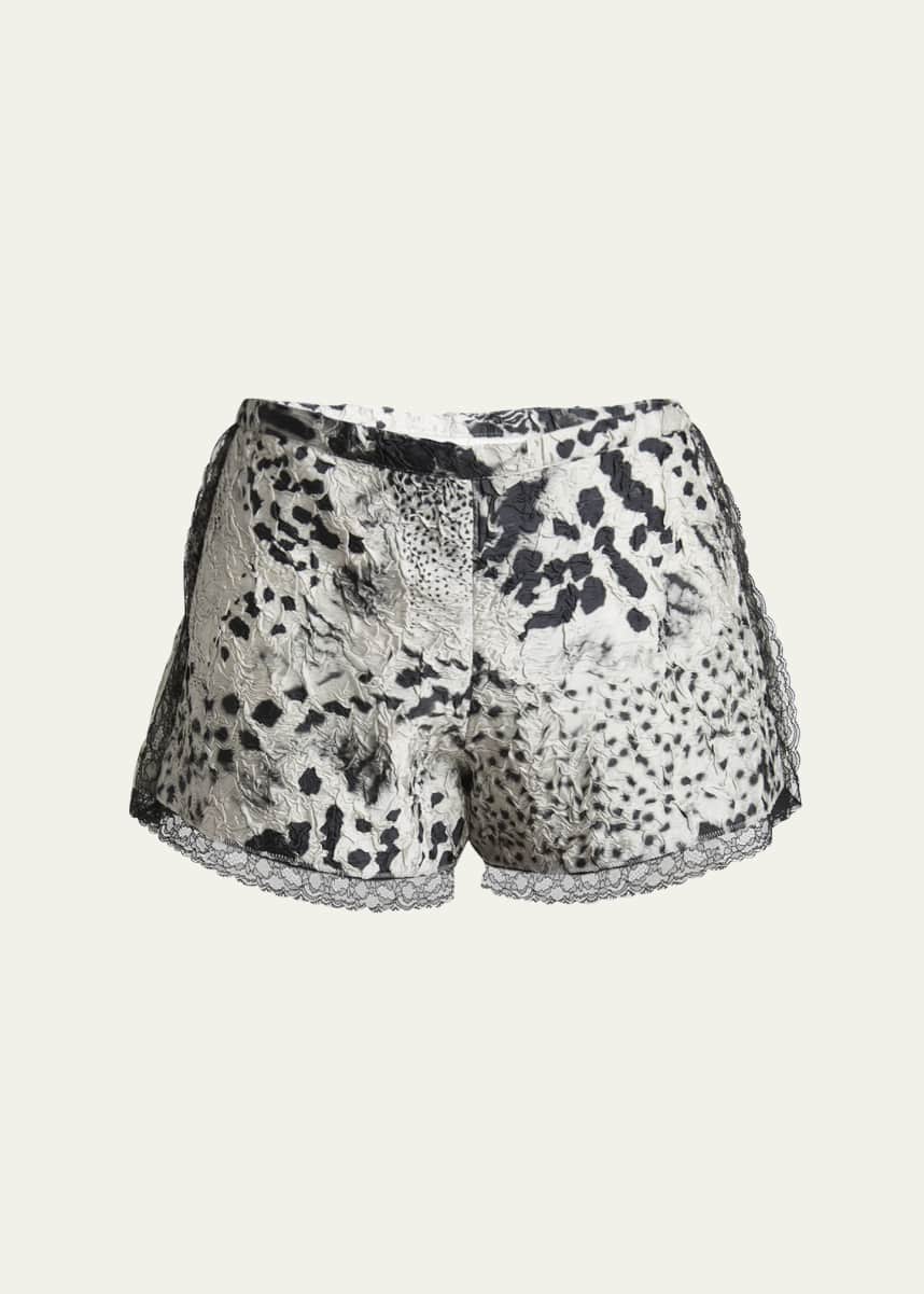 Dries Van Noten Pinky Lace-Trim Crinkle Shorts
