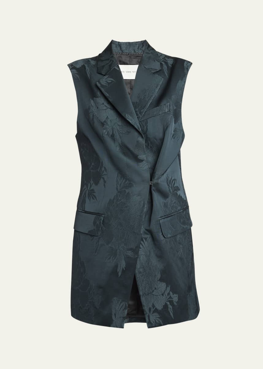Dries Van Noten Bimbi Metallic Floral Jacquard Tailored Vest