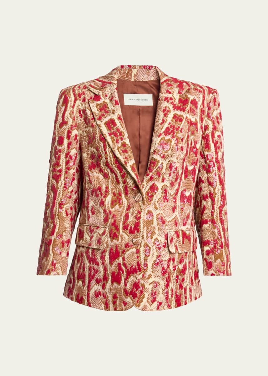 Dries Van Noten Birdy Printed Sequined Jacket