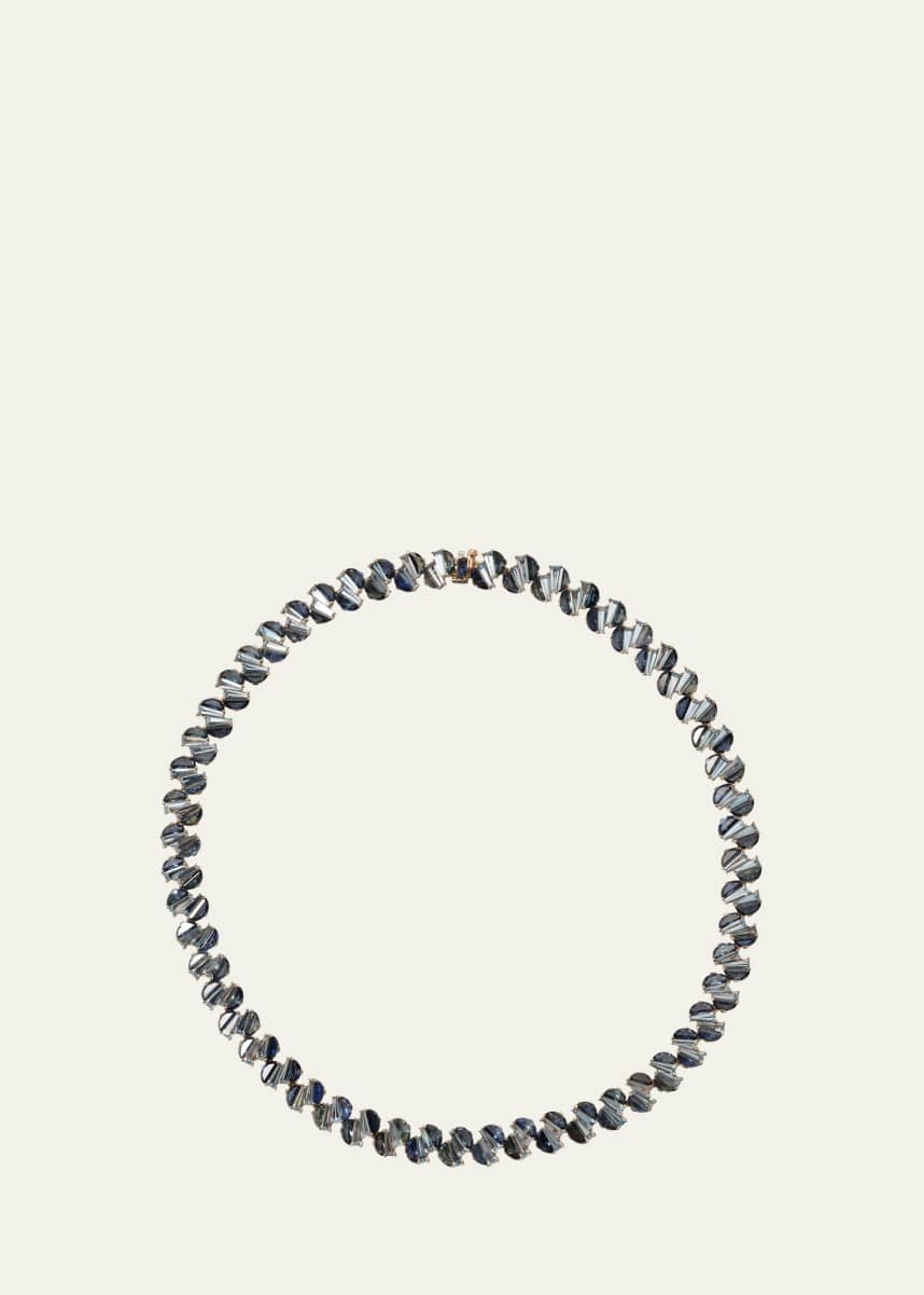 Nak Armstrong 20K Rose Gold Braided Rivire Choker with Parti Sapphire and Aquamarine