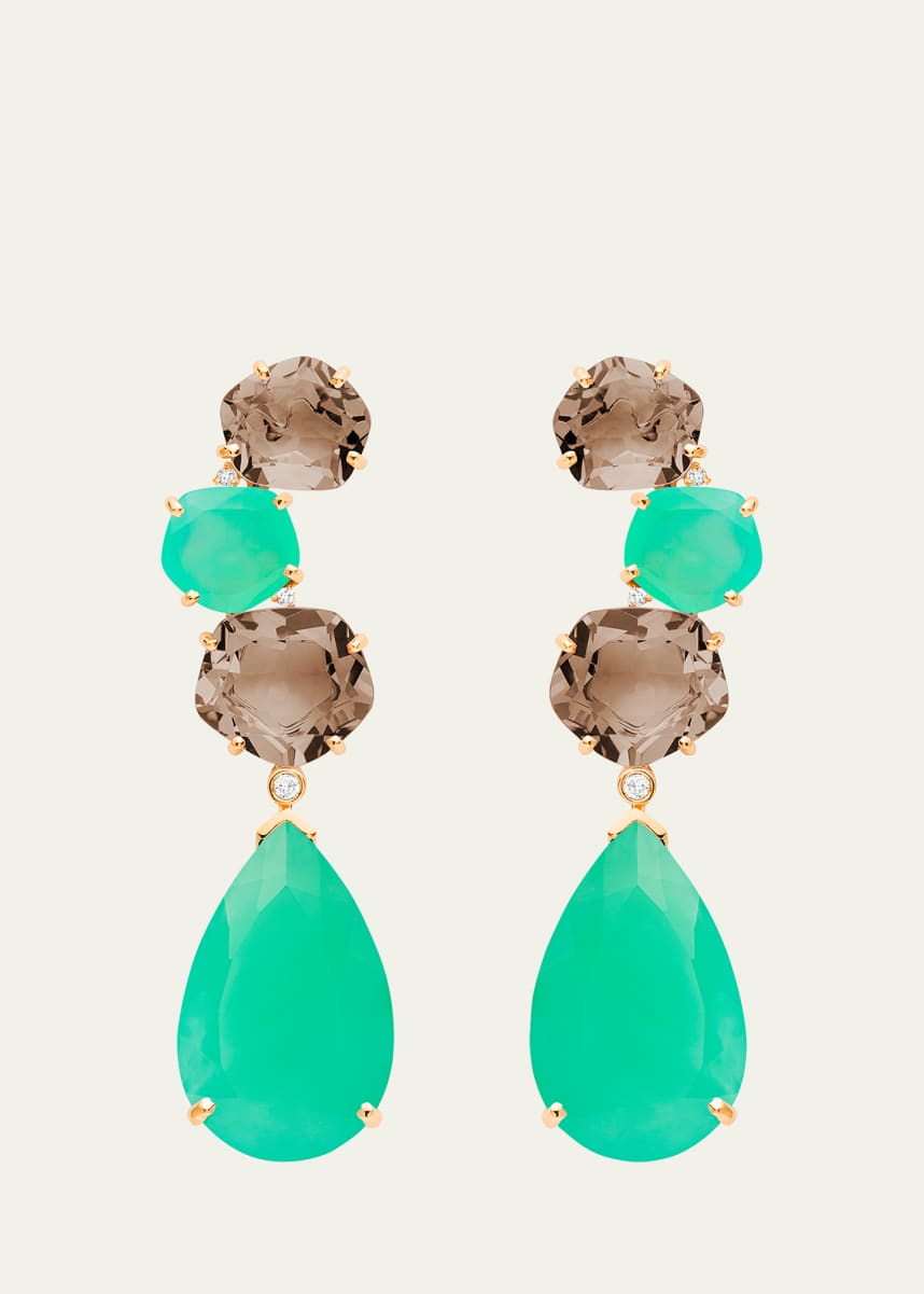 Daniella Kronfle Diana Smokey Quartz and Chrysoprase Earrings in 18K Rose Gold