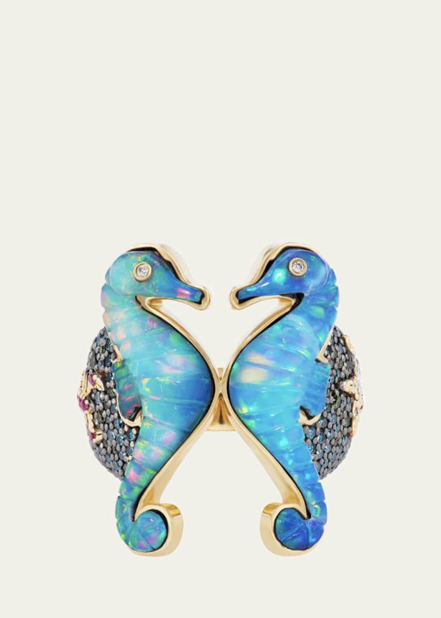 Grace Winfrey 18K Seahorse Ring with Diamonds