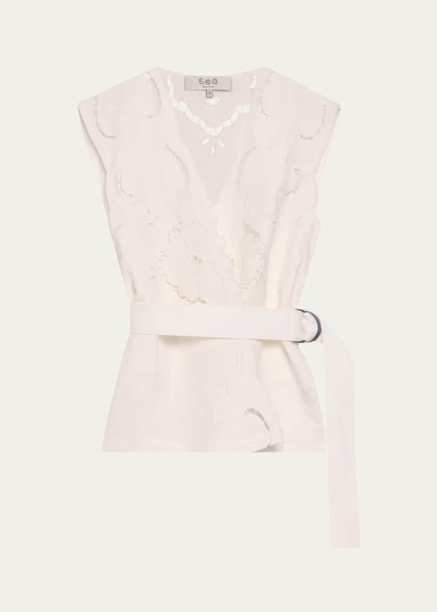 Sea Dahlia Eyelet Vest with Belt
