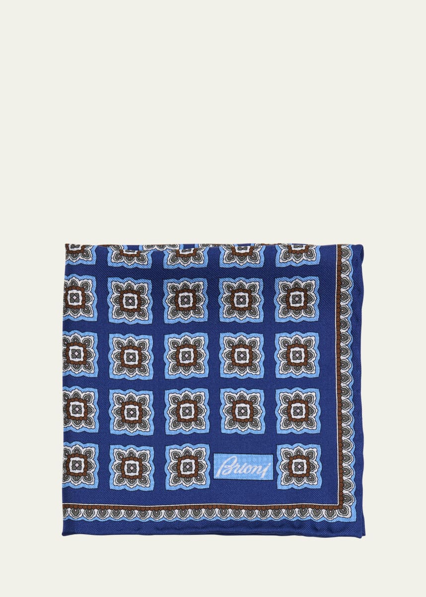 Brioni Men's Floral Silk Pocket Square