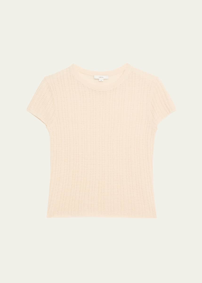 Vince Crewneck Waffle-Knit Top