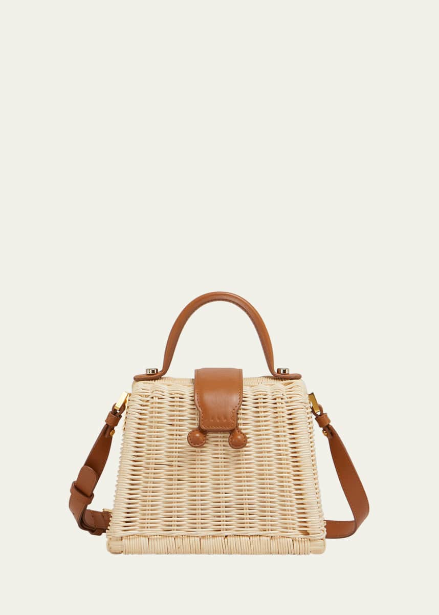 Marni Box Rattan & Leather Top-Handle Bag