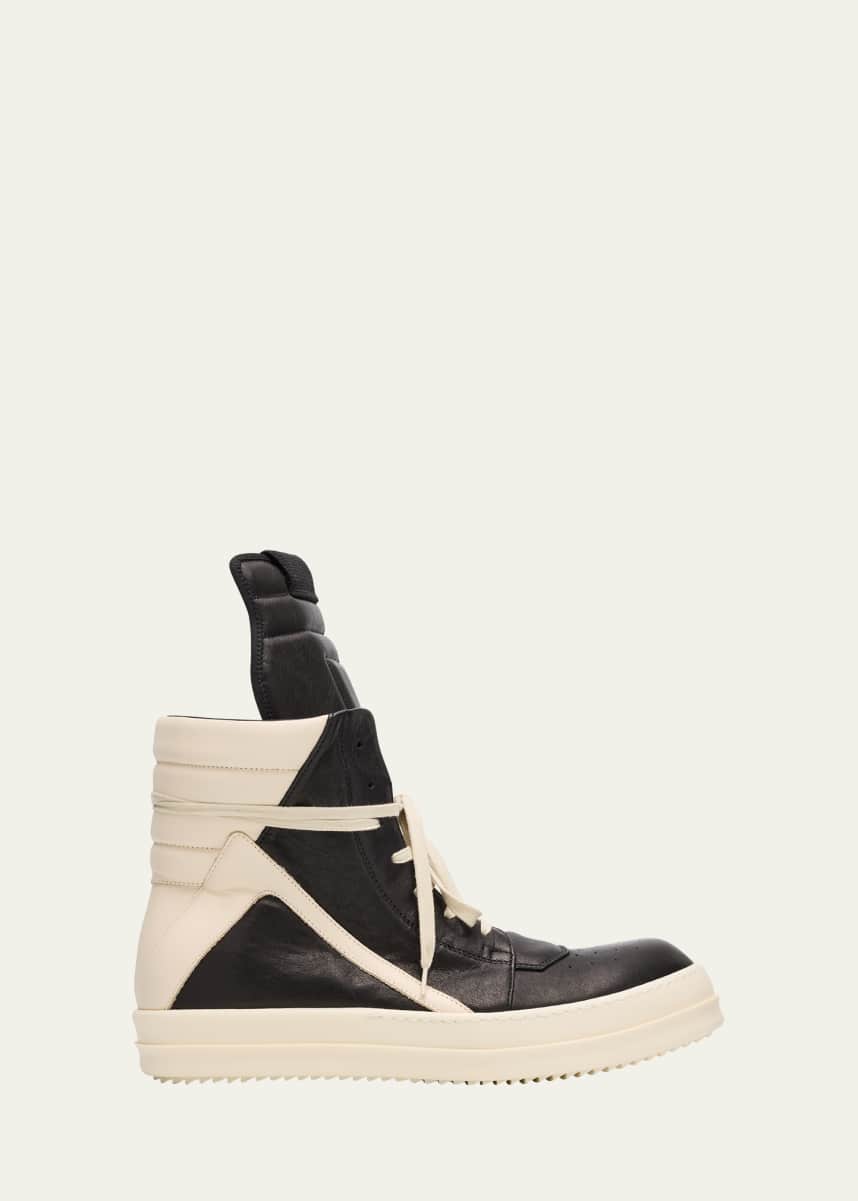 Rick Owens Men's Geobasket Leather High-Top Sneakers