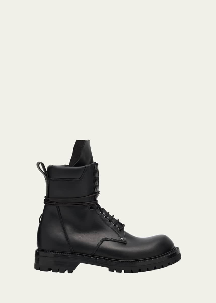 Rick Owens Men's Army Low Leather Lace-Up Boots
