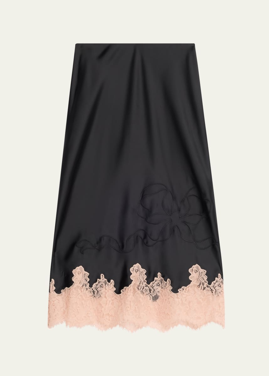 LoveShackFancy Malina Lace-Trim Midi Skirt