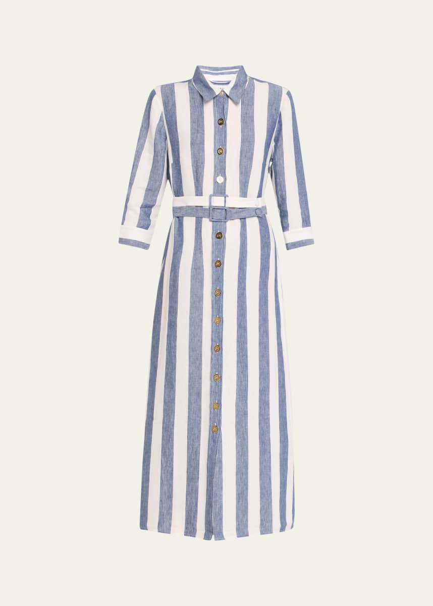 Evi Grintela Riad Striped Linen Midi Shirtdress