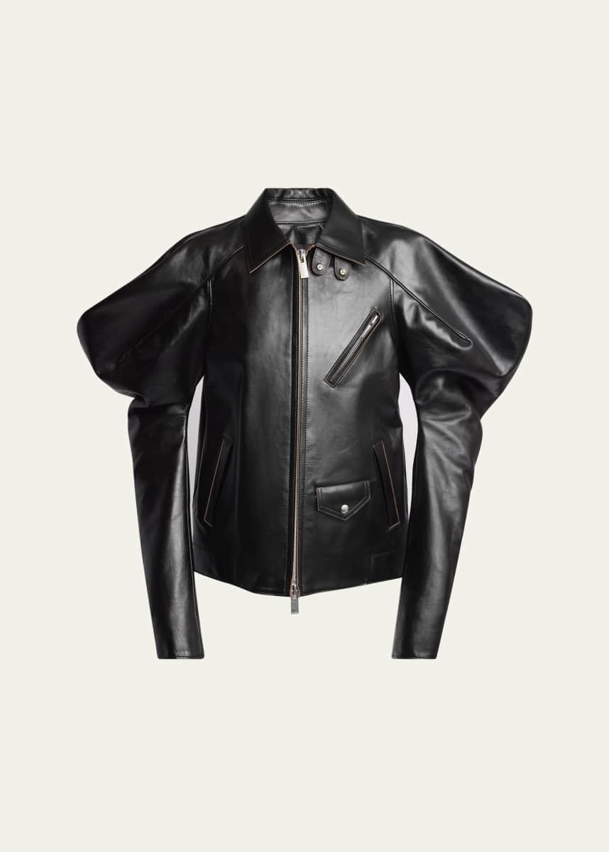SACAI Wide Sleeve Leather Jacket
