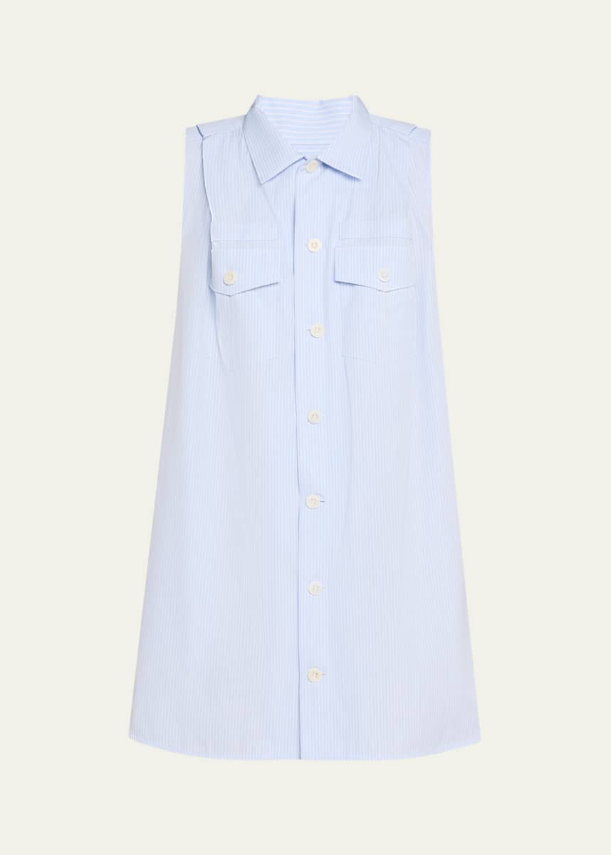 SACAI Stripe Button Down Flowy Mini Dress