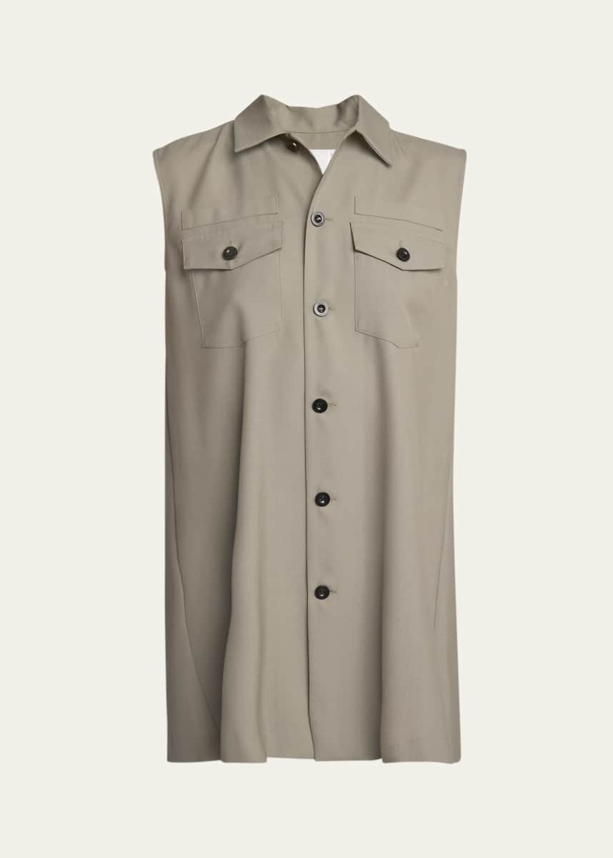 SACAI Sleeveless Button Down Shirt Mini Dress