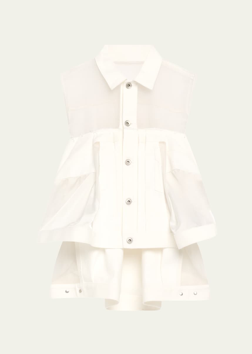 SACAI Sleeveless Sheer Denim Flowy Top