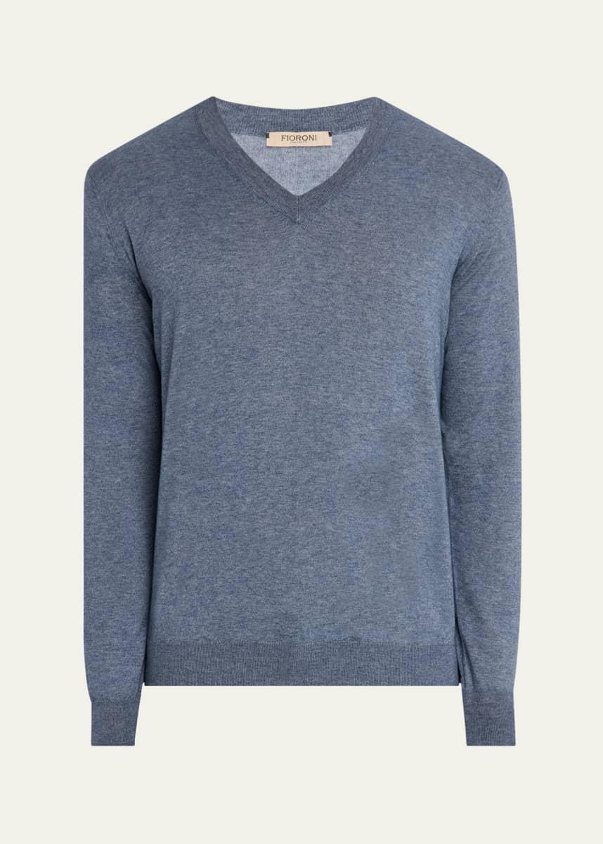 Fioroni Men's Cotton and Cashmere V-Neck Sweater