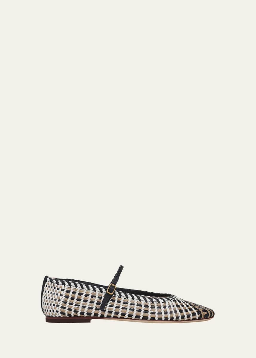 Veronica Beard Ellie Woven Leather Mary Jane Flats