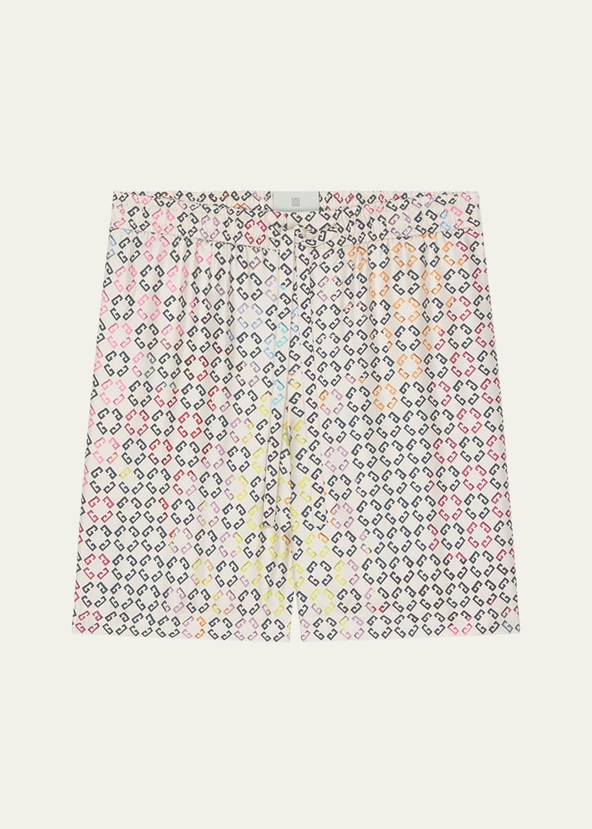Givenchy Men's Multicolor Monogram Silk Shorts