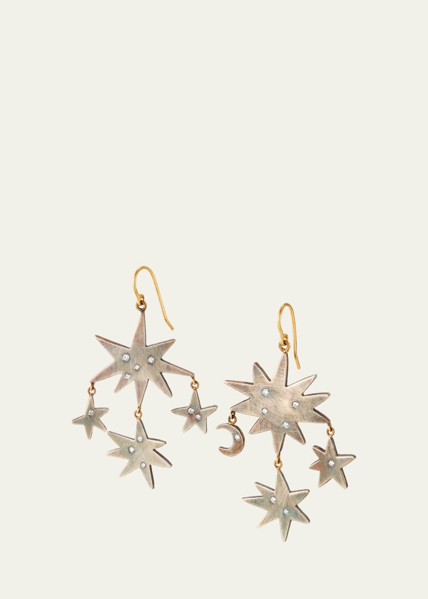 JUDY GEIB Sun and Moon Chandelier Earrings with Diamonds