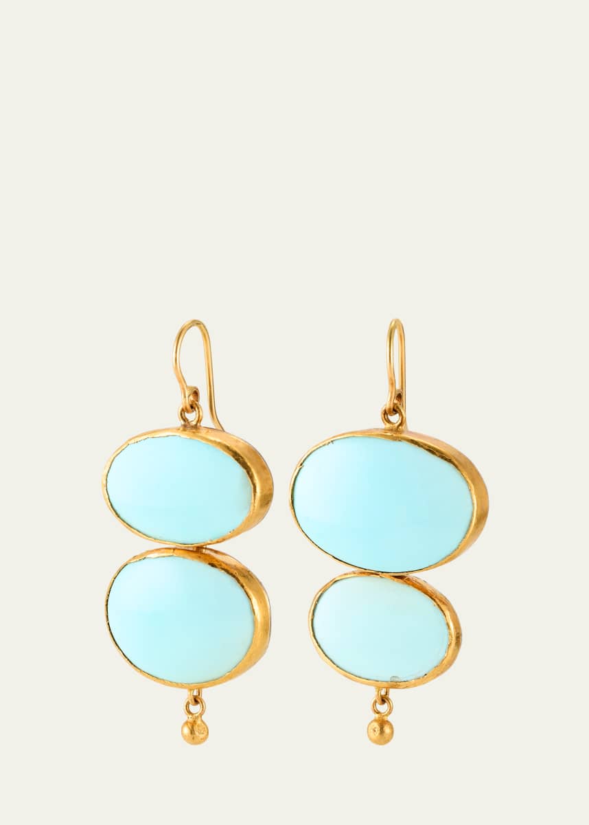 JUDY GEIB Double-Drop Persian Turquoise Earrings
