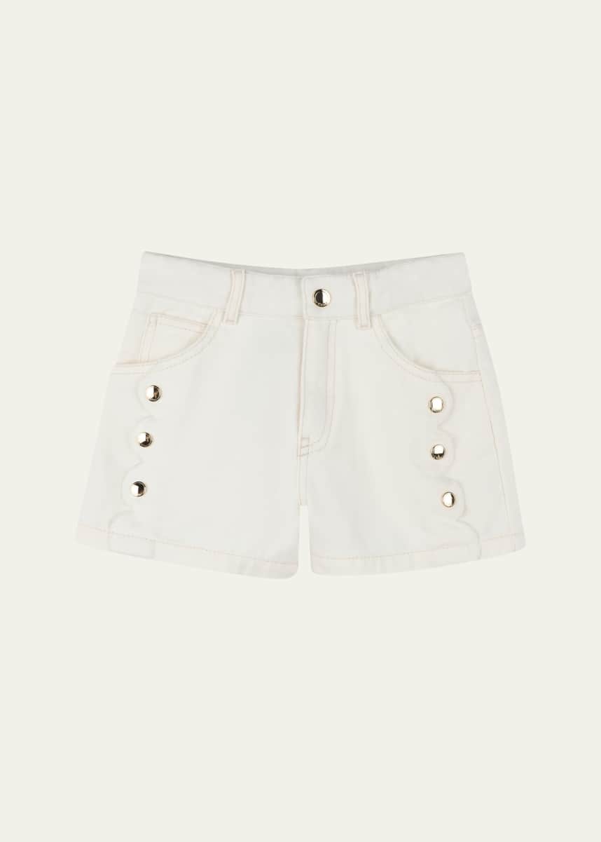 Chloe Girl's Denim Studded Shorts, Size 4-6