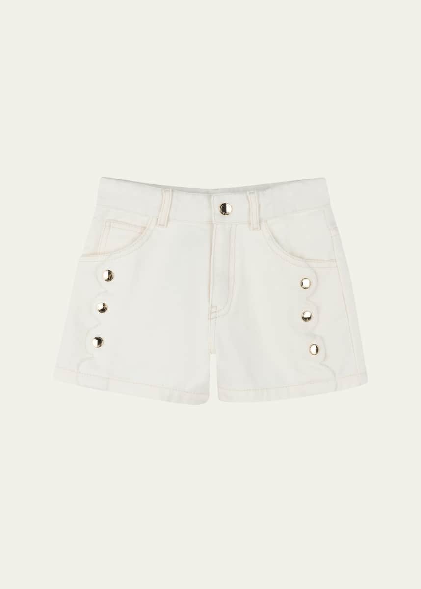Chloe Girl's Denim Studded Shorts, Size 8-14