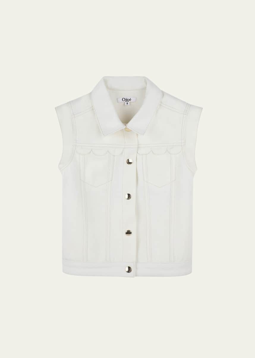 Chloe Girl's Denim Sleeveless Waistcoat, Size 4-6
