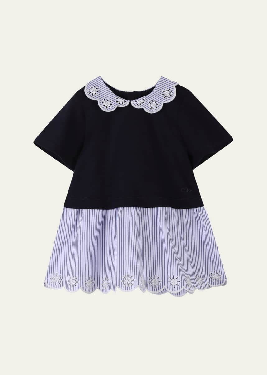 Chloe Girl's Short-Sleeve Embroidered Combo Dress, Size 12M-3