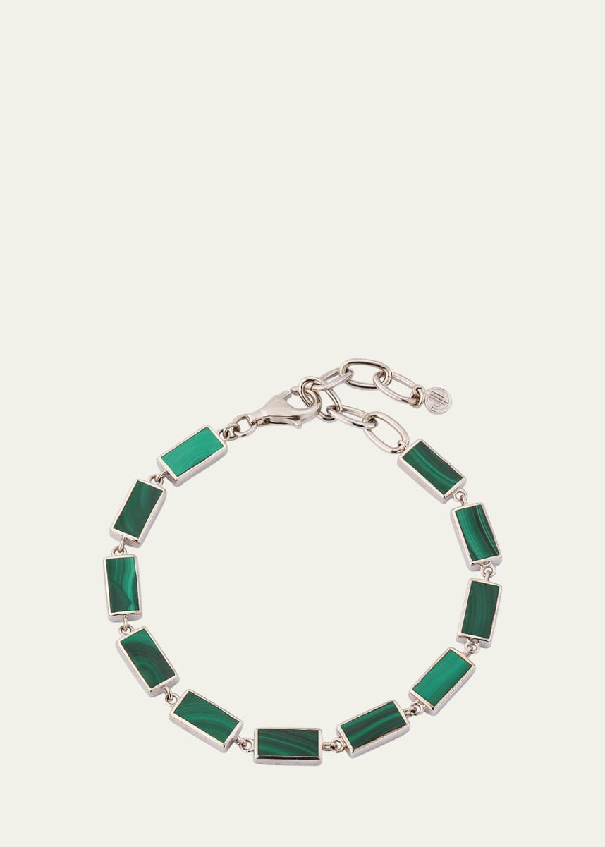 Jan Leslie Men's Malachite Rectangle Link Bracelet