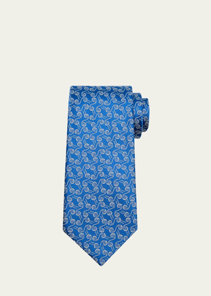 Charvet Men's Swirl Dot Woven Silk Tie