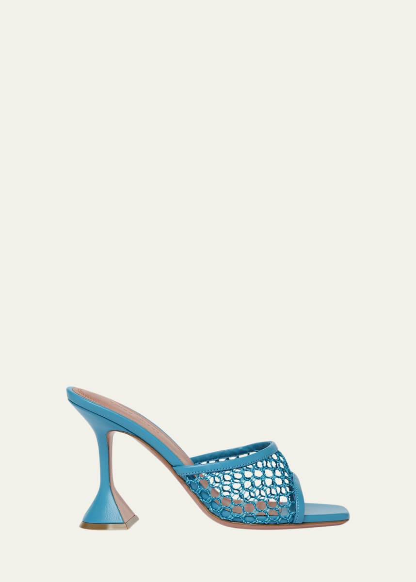 Amina Muaddi Lupita Net Leather Sandals