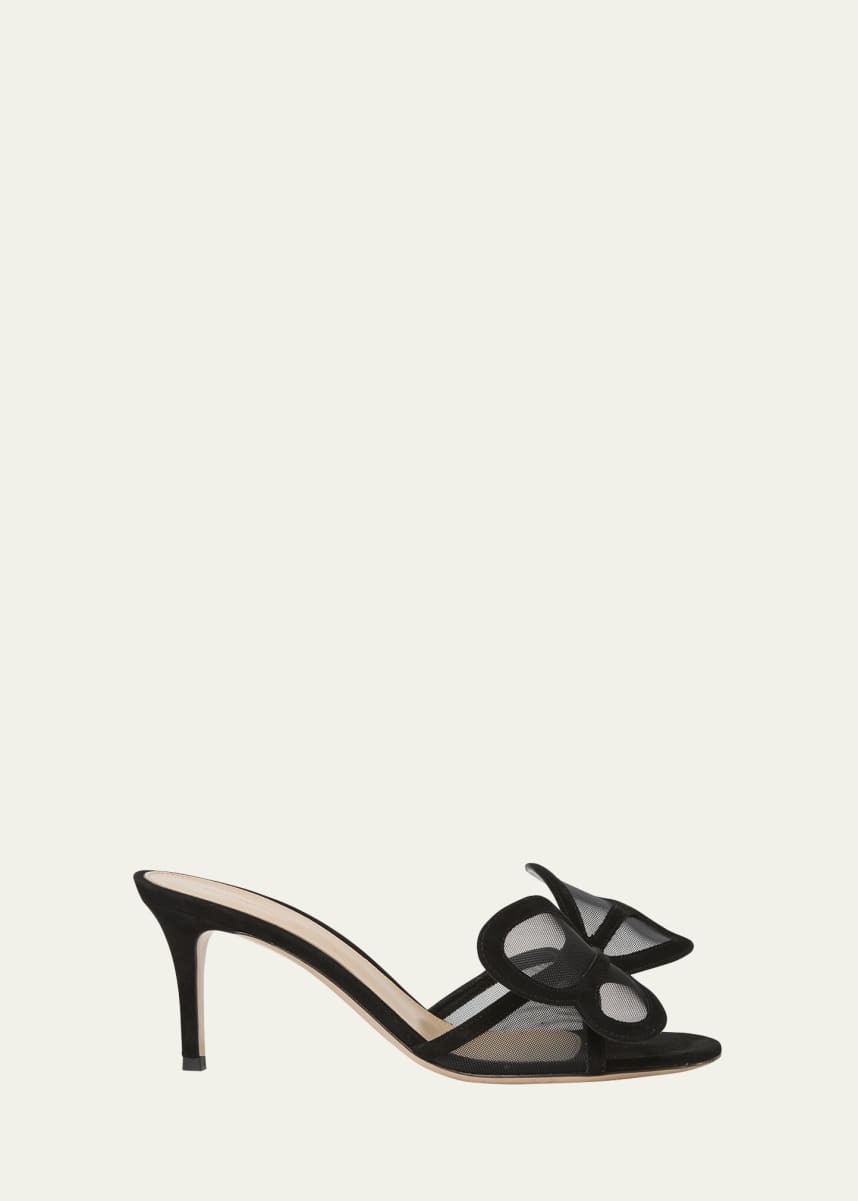 Gianvito Rossi Camoscio Mesh and Leather Butterfly Sandals