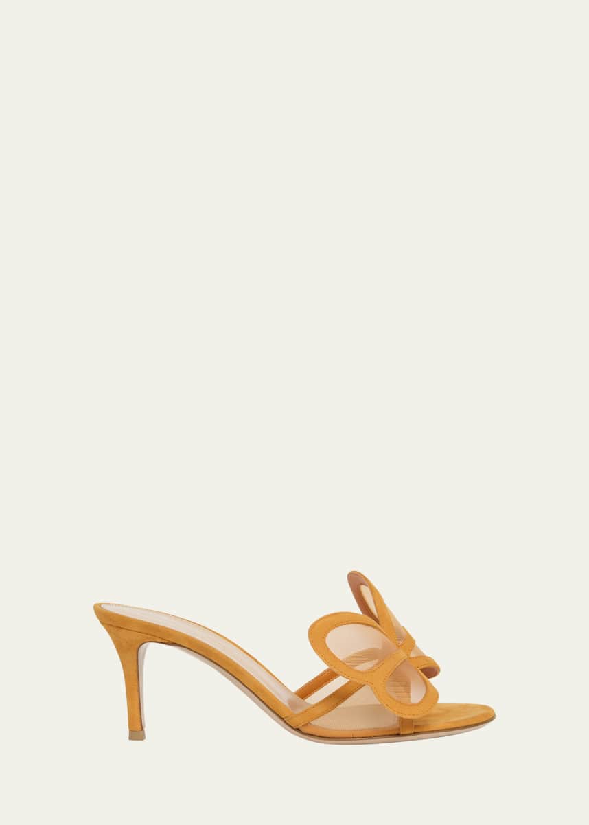 Gianvito Rossi Camoscio Mesh and Leather Butterfly Sandals