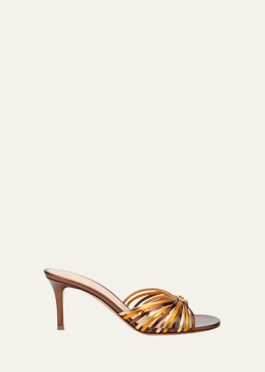 Gianvito Rossi Multi Leather Stiletto Slide Sandals
