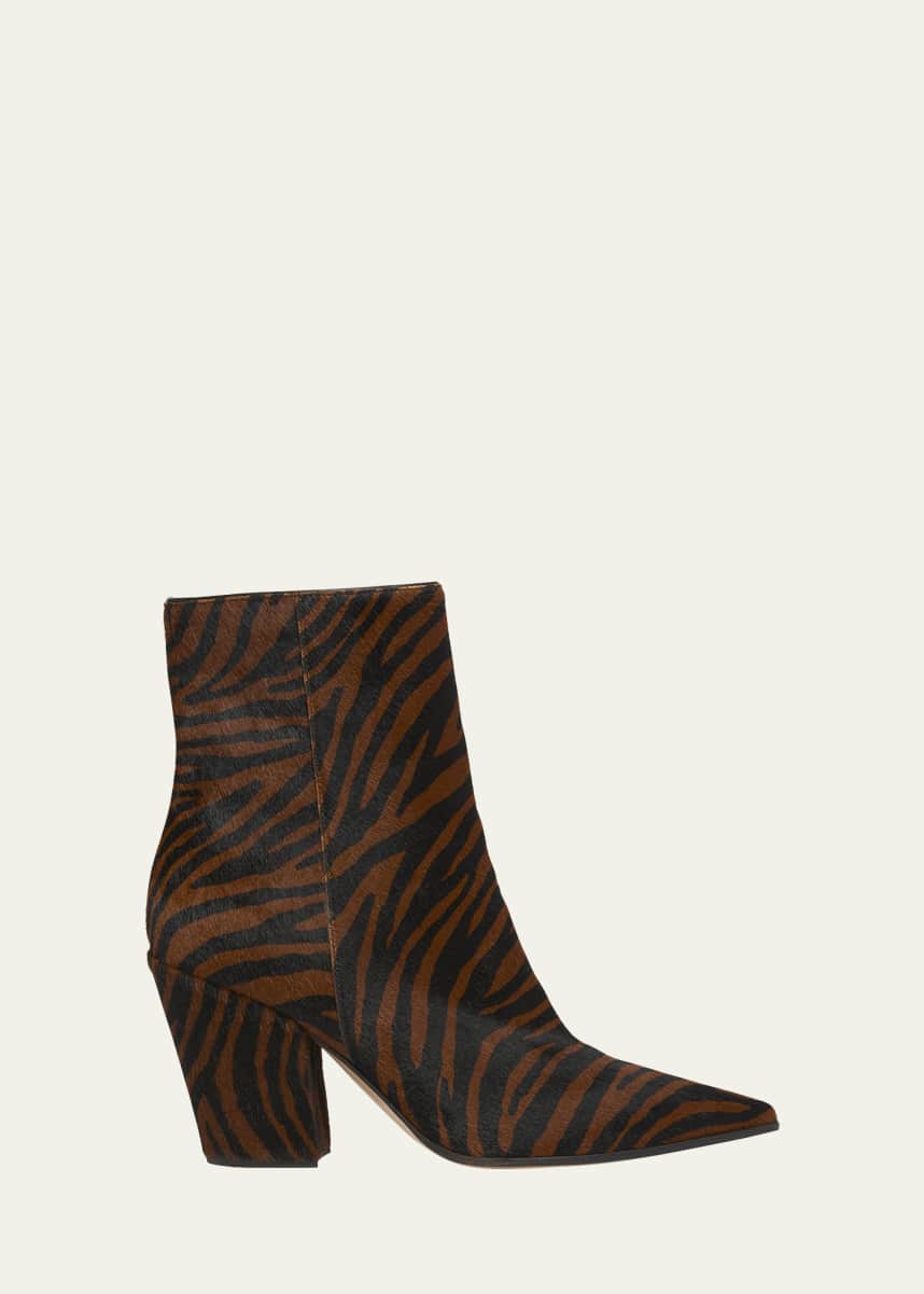 Gianvito Rossi Keinna Tiger-Print Pony Hair Western Booties