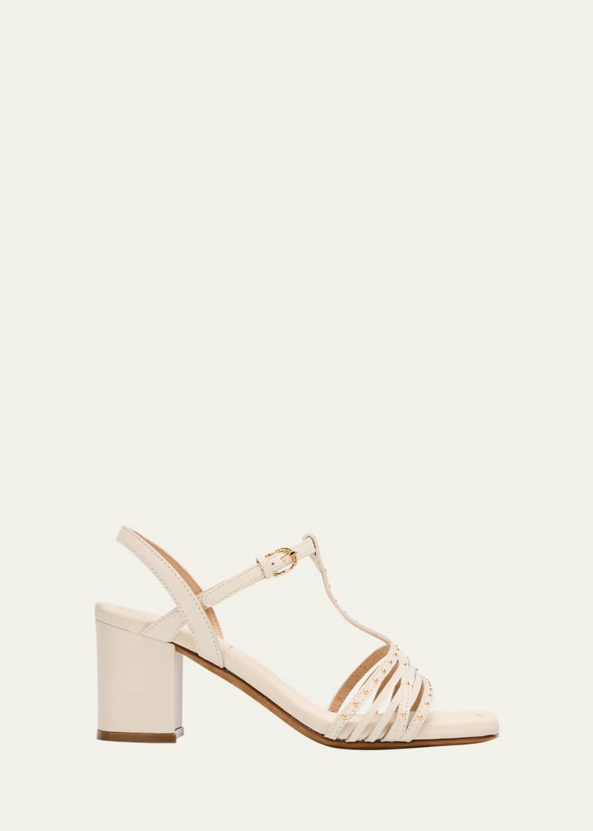 Ulla Johnson Nina Studded Leather T-Strap Sandals