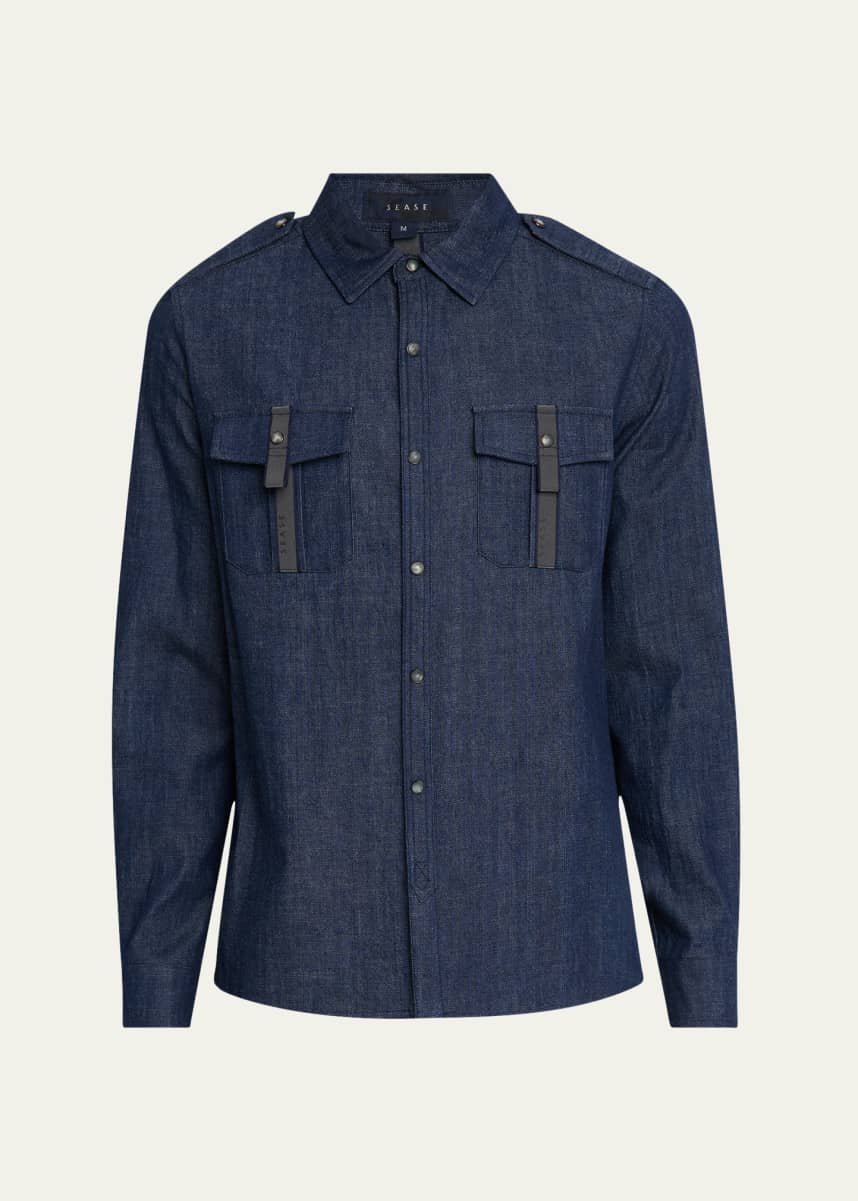 Sease Men's Camicia Generale Denim Overshirt