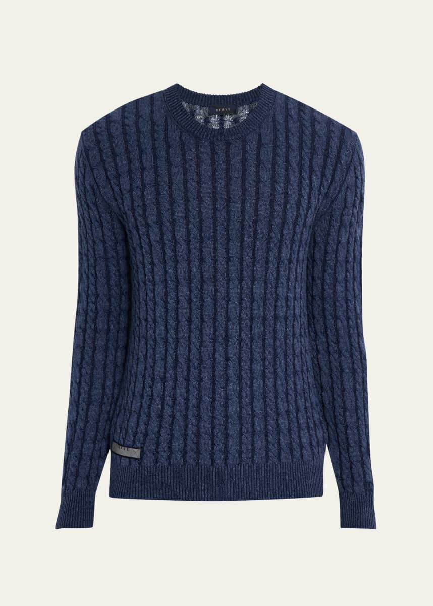 Sease Men's Linen-Cashmere Cable Sweater