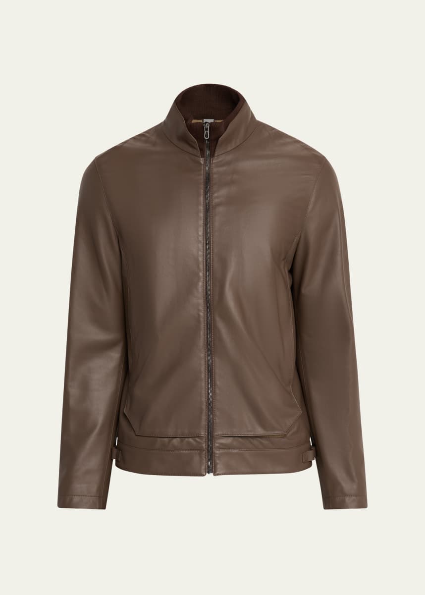 Sease Men's Wool-Lined Leather Biker Jacket