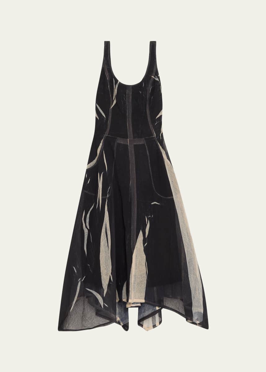 Jason Wu Collection Gauze Screen Printed Tank Dress With Handkerchief